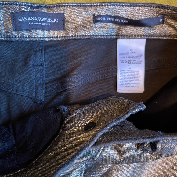 Banana Republic SZ 29 Gold Metallic High Rise Skinny Jeans! - Picture 3 of 11